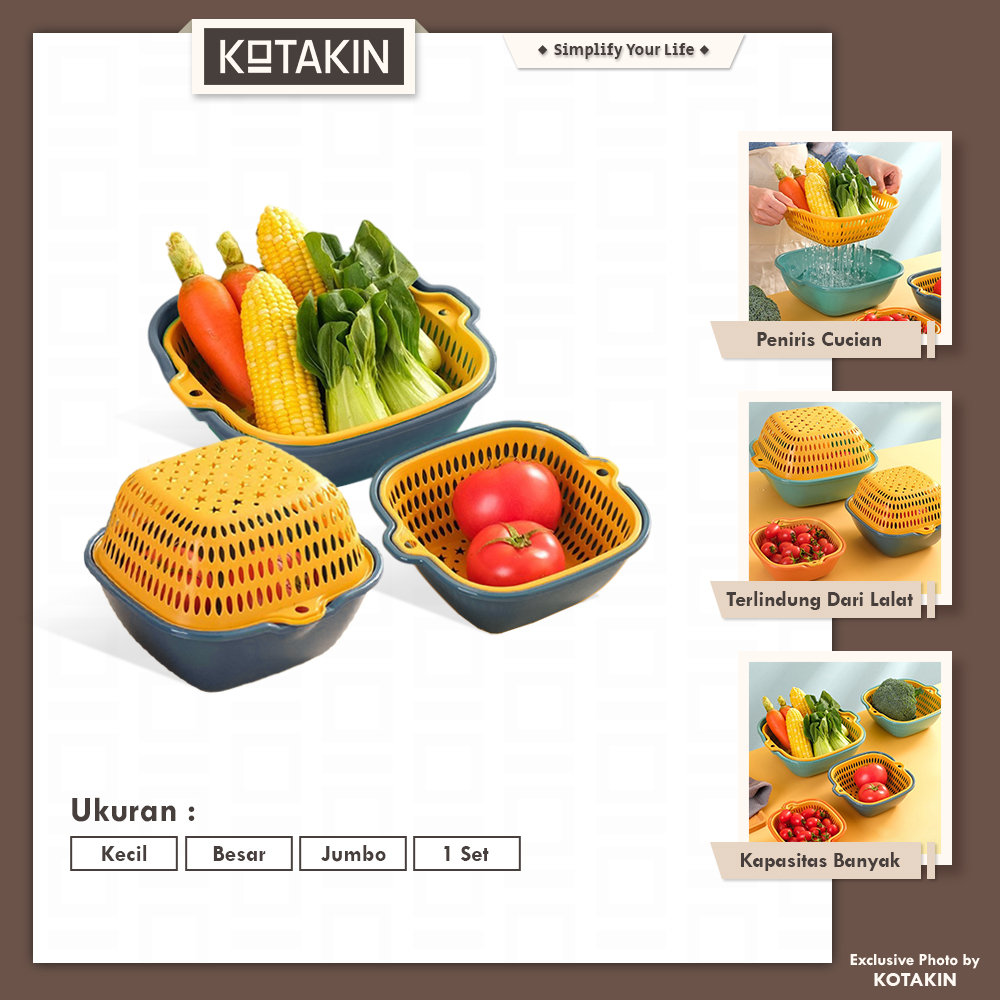 Keranjang Saringan Cuci Pengering Sayur Buah
